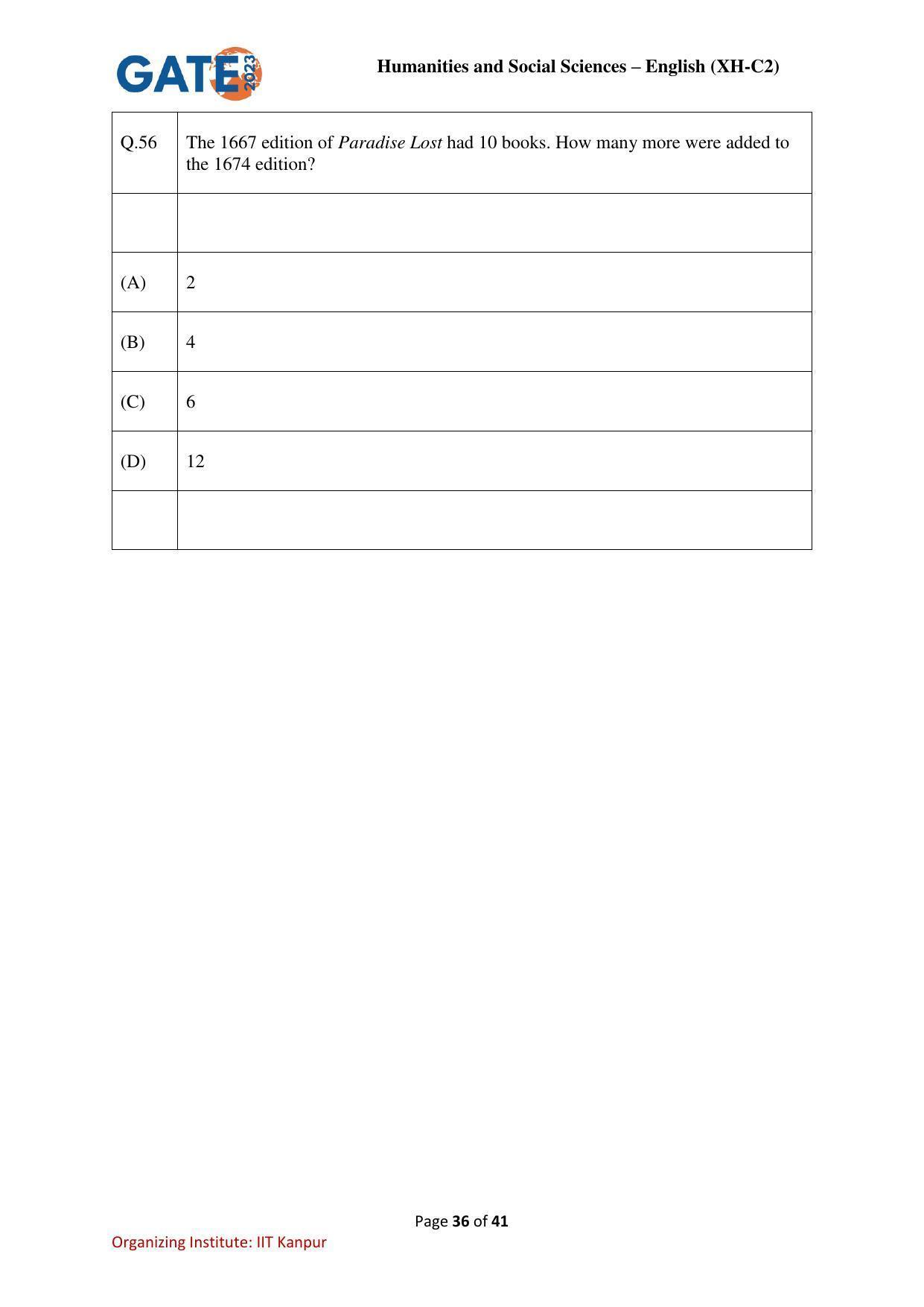 GATE 2023 Humanities & Social Sciences – English (XH-C2) Question Paper - Page 36