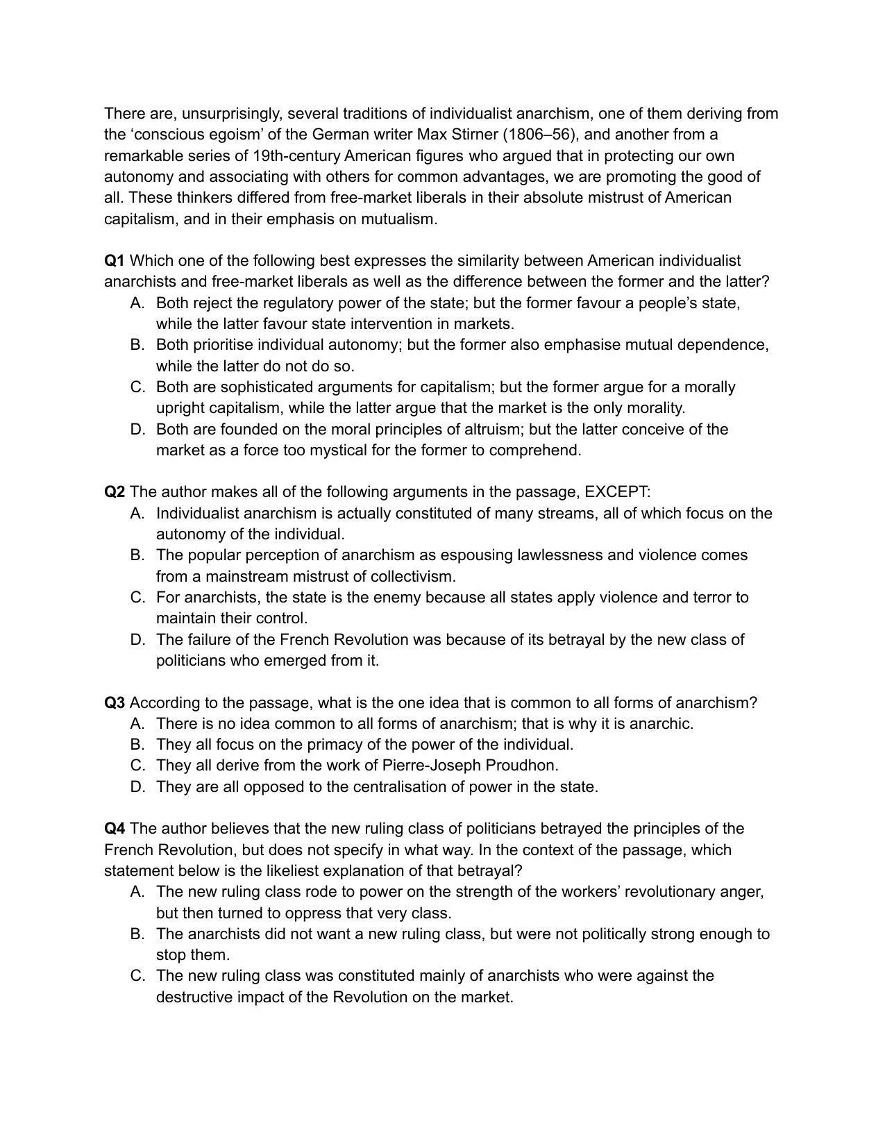 CAT 2020 CAT VARC Slot 1 Question Paper - Page 2