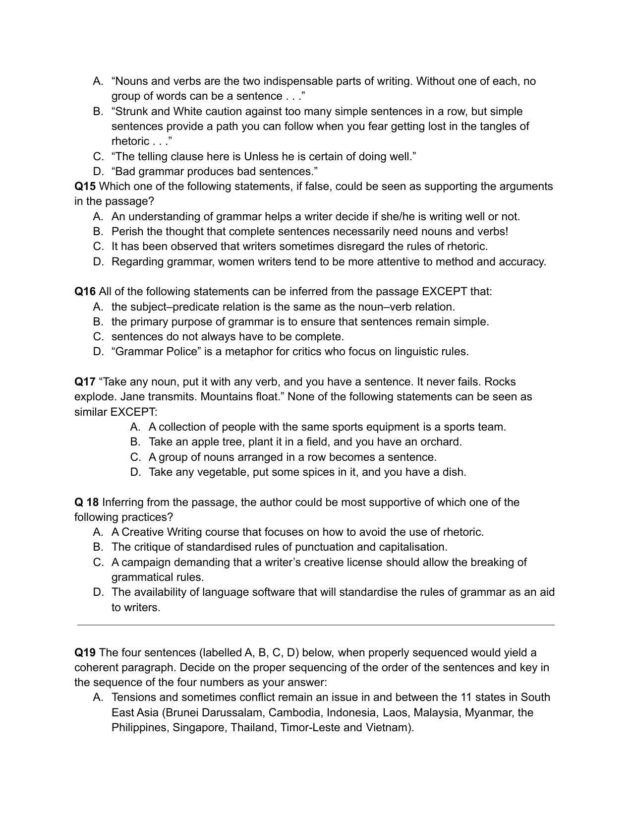 CAT 2020 CAT VARC Slot 1 Question Paper - Page 8