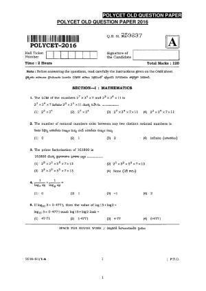 AP POLYCET Question Papers 2016