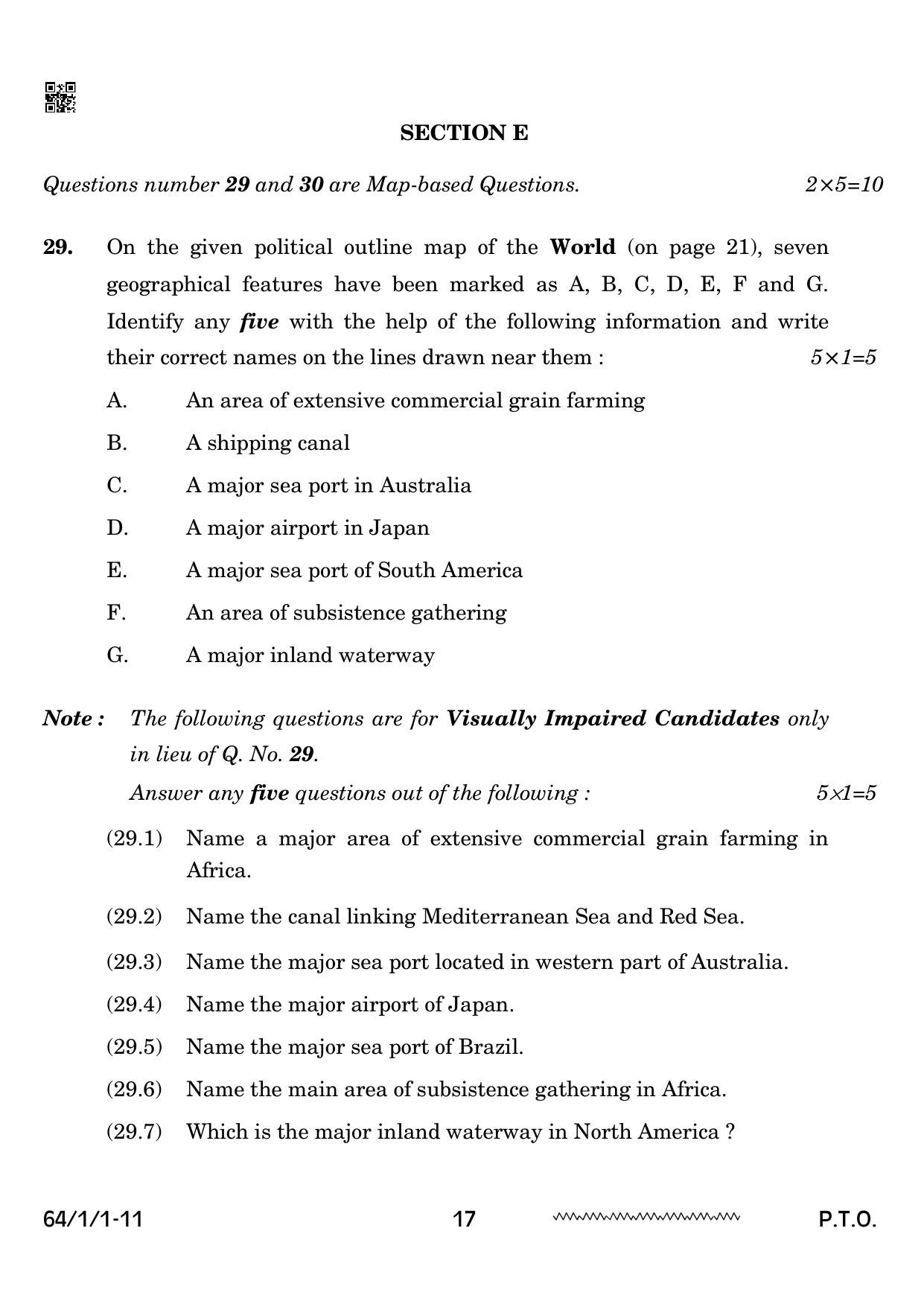 CBSE Class 12 64-1-1 Geography 2024 Question Paper - Page 17