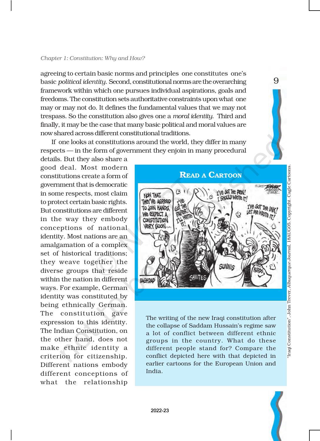 NCERT Book for Class 11 Political Science (Indian Constitution at Work) Chapter 1 Constitution: Why and How? - Page 9