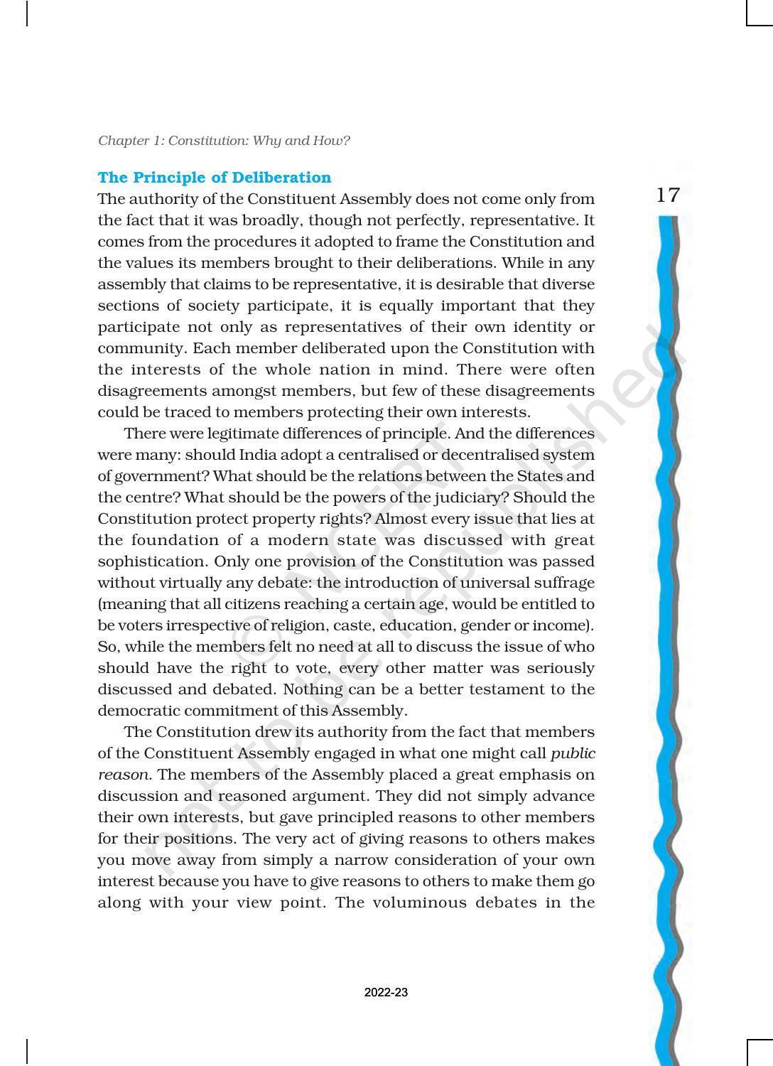 NCERT Book for Class 11 Political Science (Indian Constitution at Work) Chapter 1 Constitution: Why and How? - Page 17
