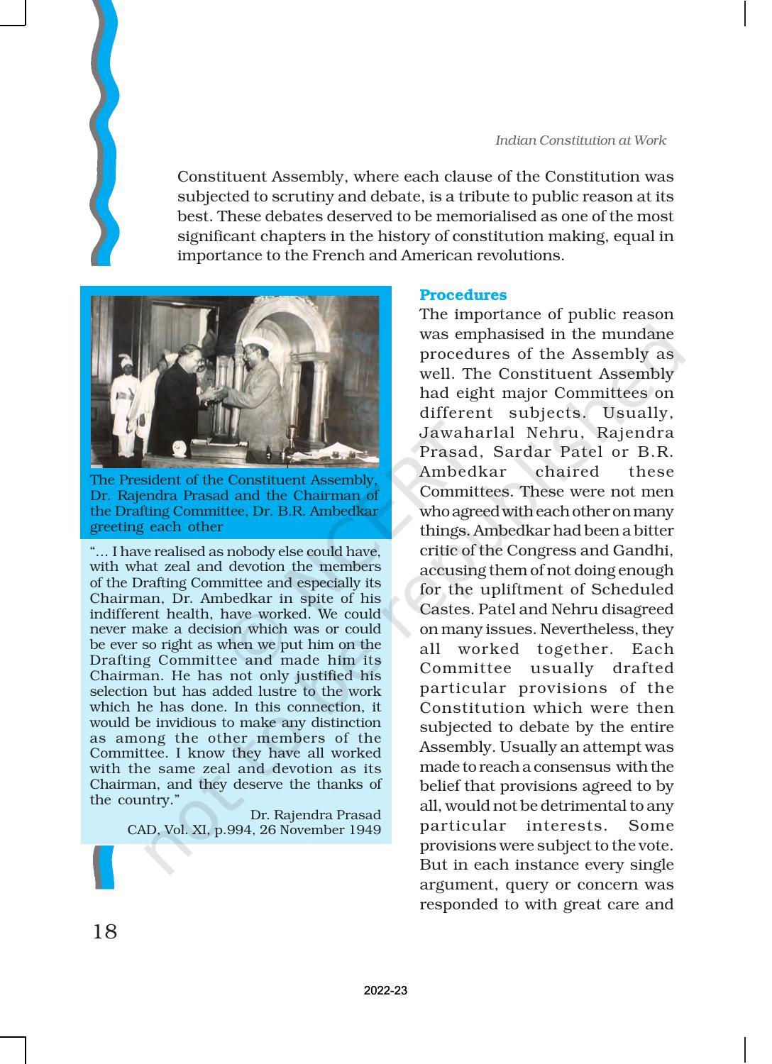 NCERT Book for Class 11 Political Science (Indian Constitution at Work) Chapter 1 Constitution: Why and How? - Page 18