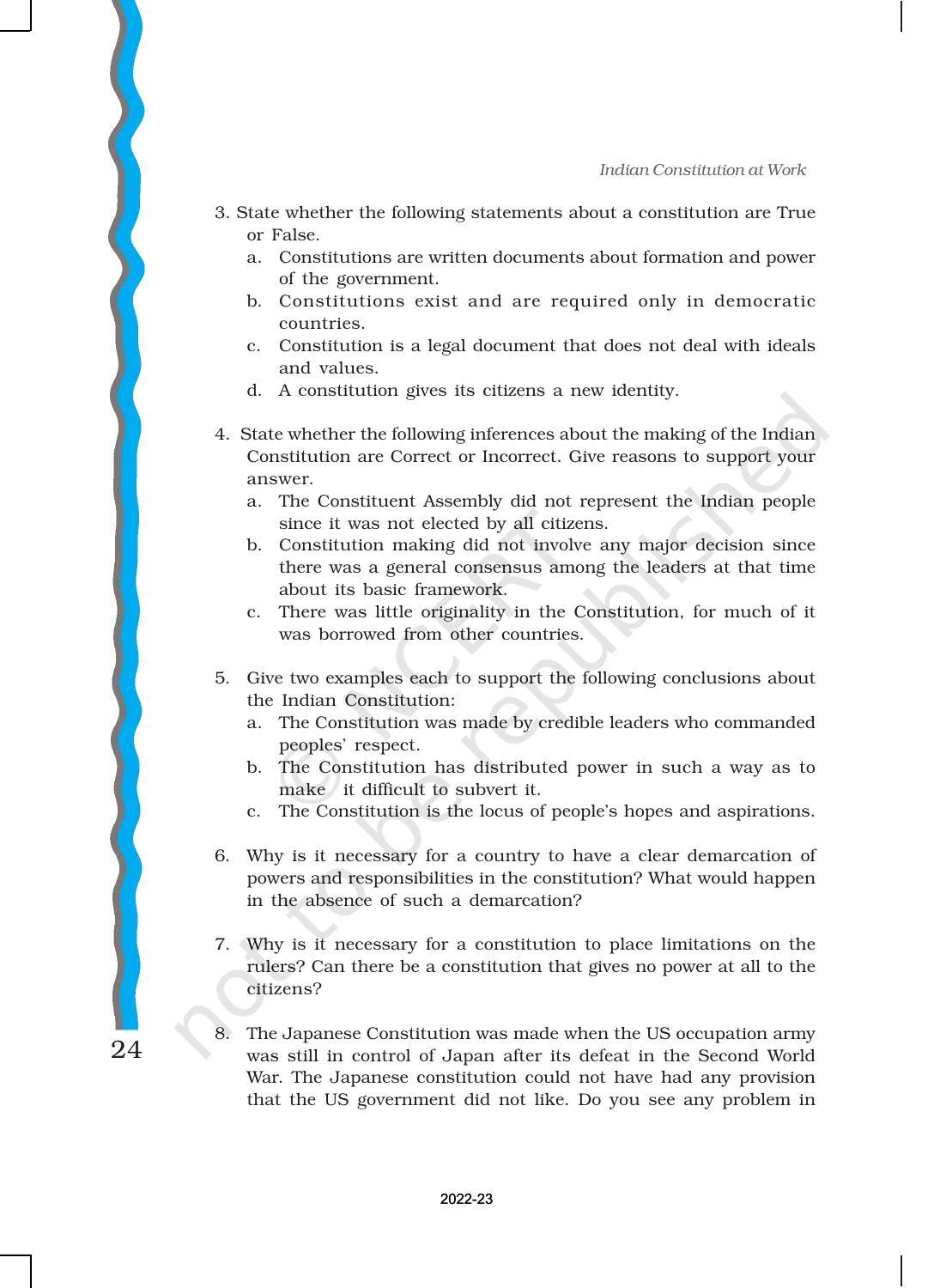 NCERT Book for Class 11 Political Science (Indian Constitution at Work) Chapter 1 Constitution: Why and How? - Page 24