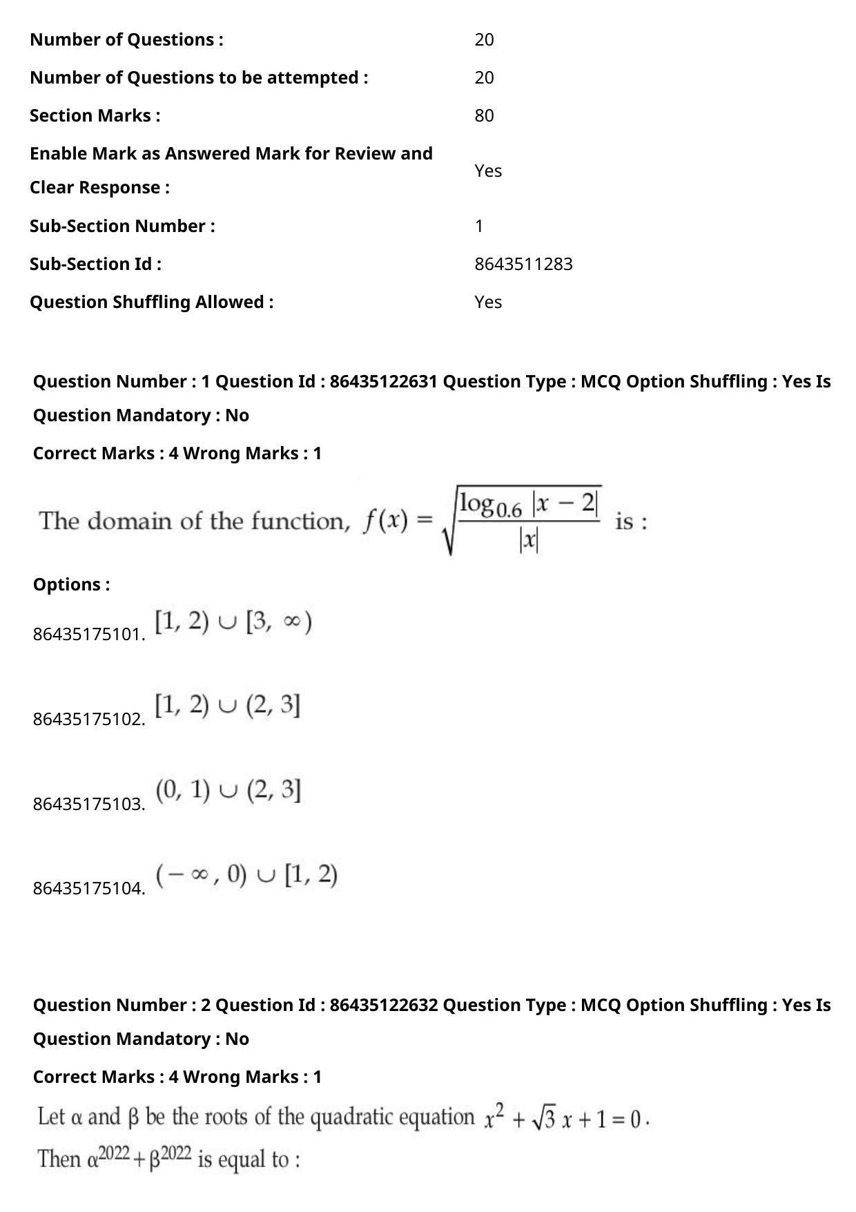 JEE Mains 2021: B Arch & B Planning English (Shift 2) 02-09-2021 Question Paper - Page 2