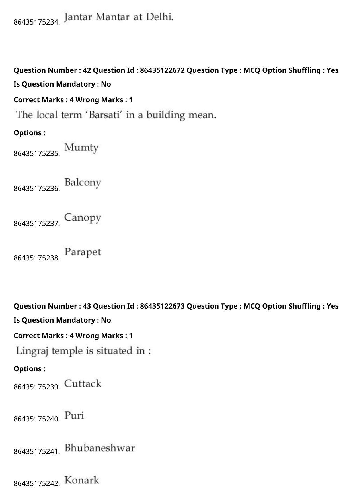 JEE Mains 2021: B Arch & B Planning English (Shift 2) 02-09-2021 Question Paper - Page 25