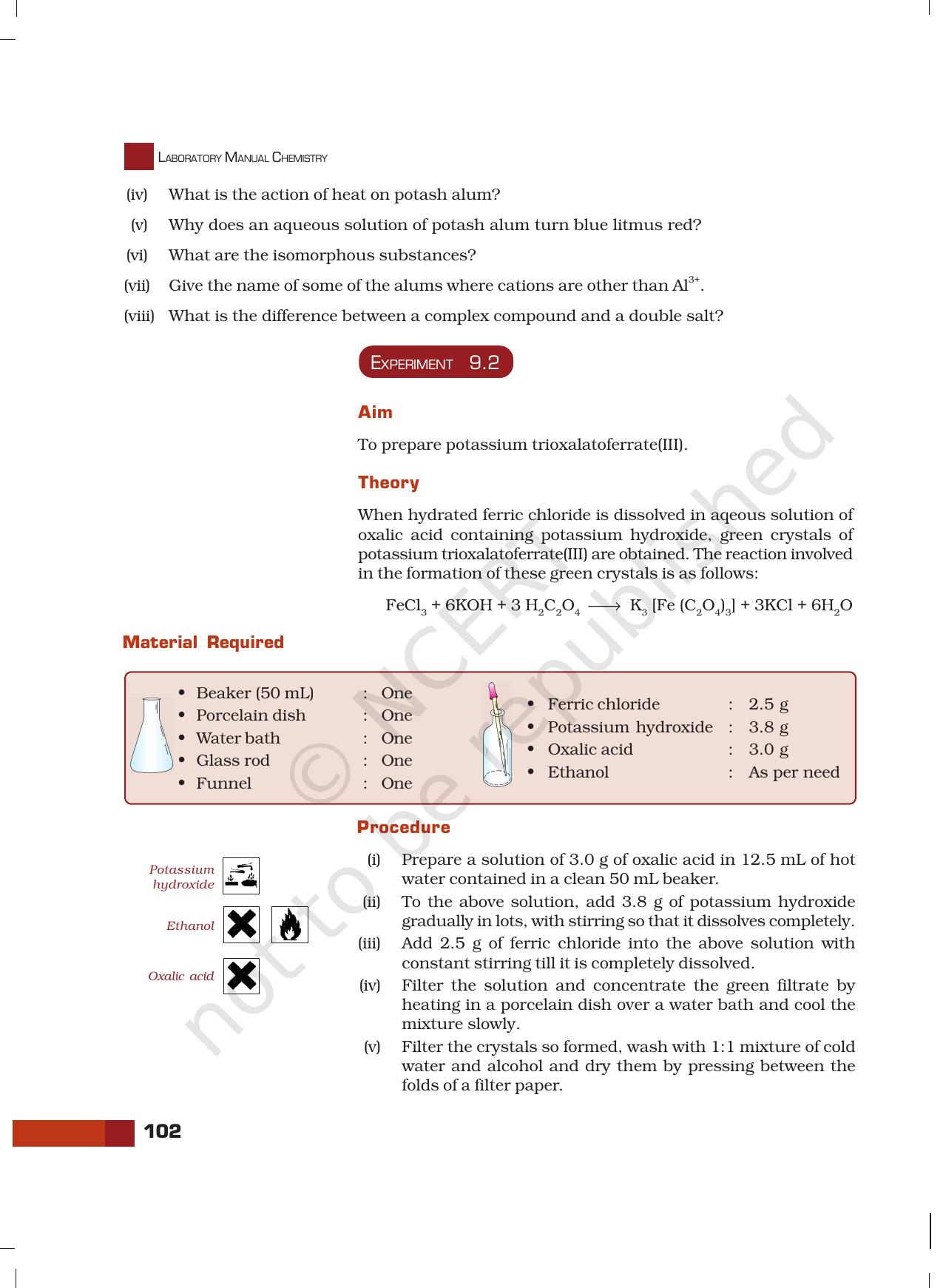NCERT Laboratory Manuals for Class XII Chemistry - Unit 9 (Preparation of Inorganic Compounds) - Page 3
