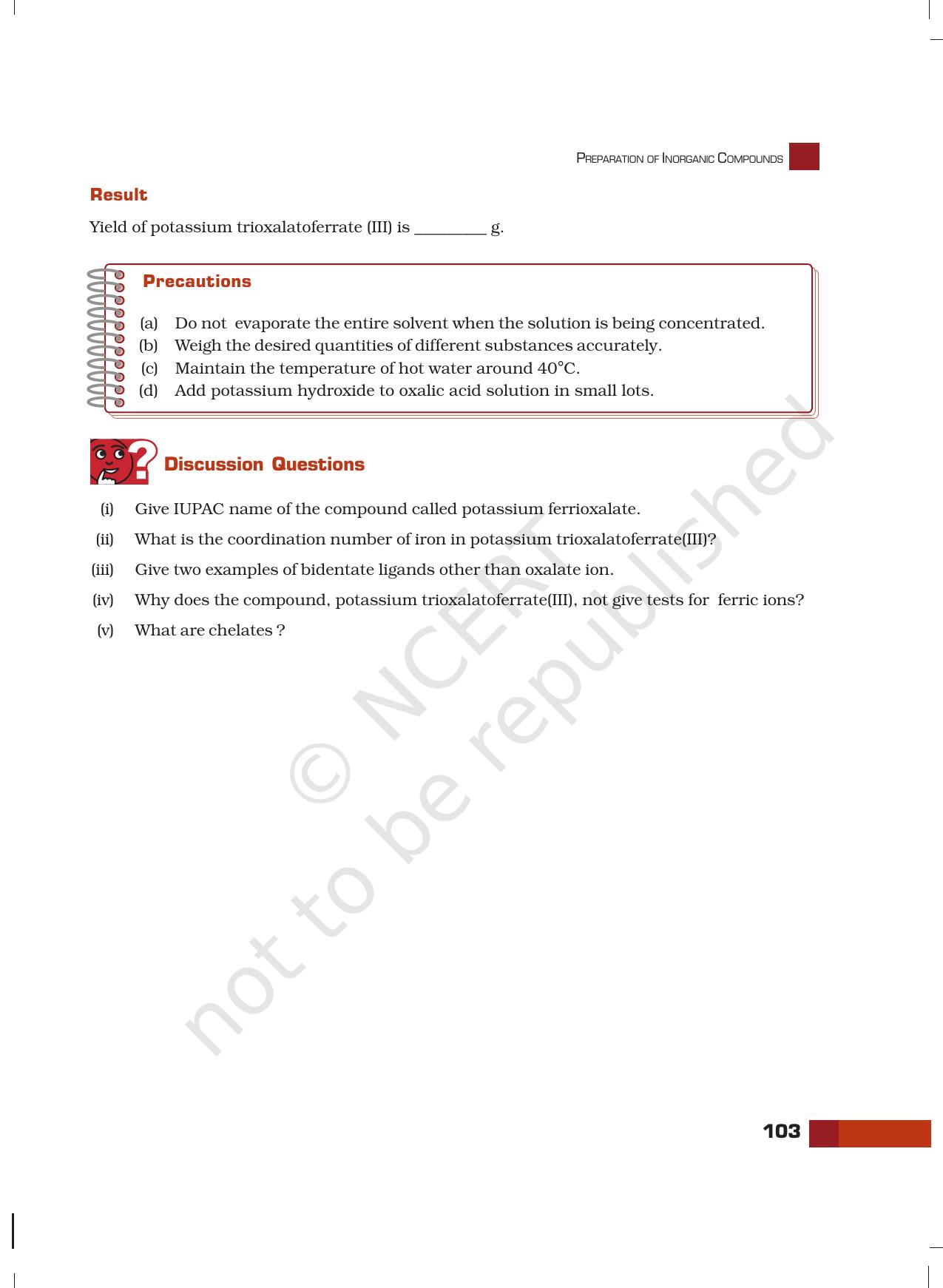 NCERT Laboratory Manuals for Class XII Chemistry - Unit 9 (Preparation of Inorganic Compounds) - Page 4