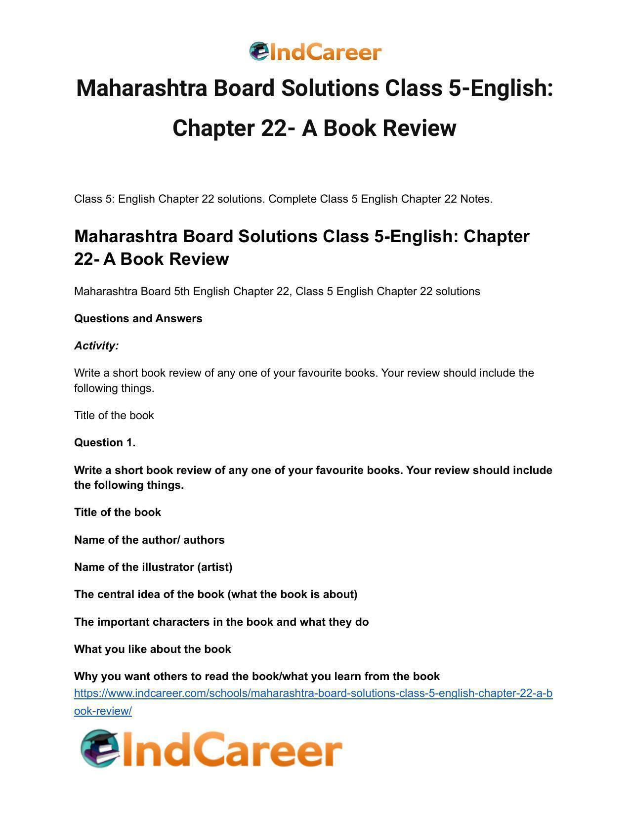 Maharashtra Board Solutions Class 5-English: Chapter 22- A Book Review - Page 2