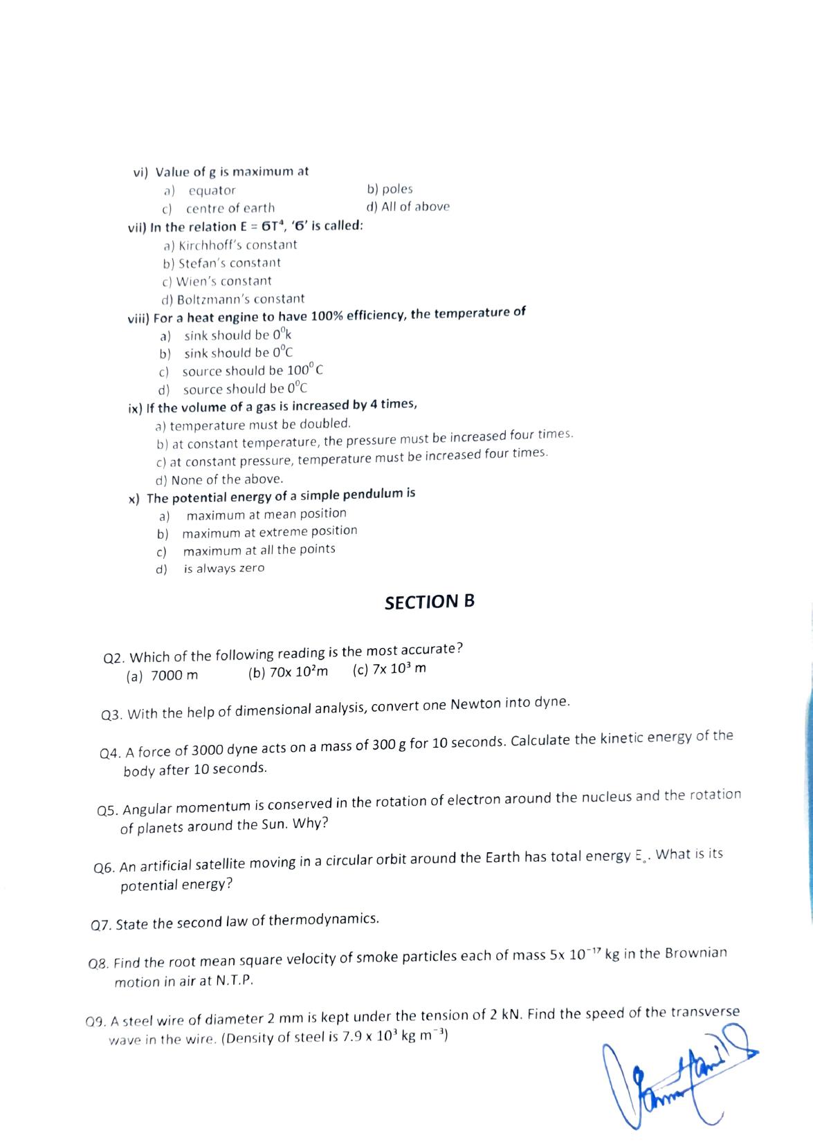 JKBOSE Class 11 Physics Model Question Paper - Page 2