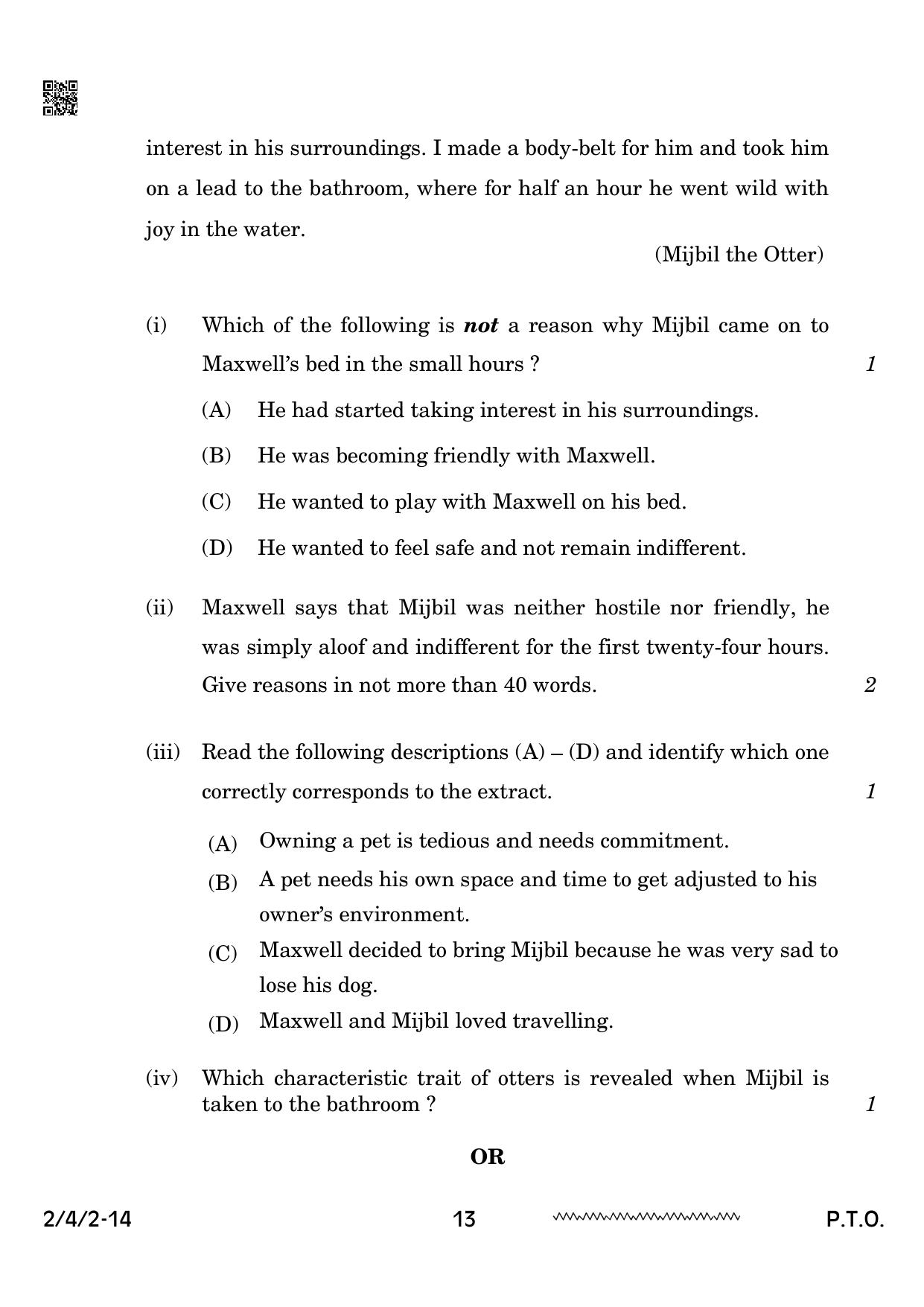 CBSE Class 10 2-4-2 English Literature 2024 Question Paper - Page 13