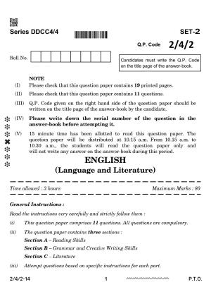 CBSE Class 10 2-4-2 English Literature 2024 Question Paper