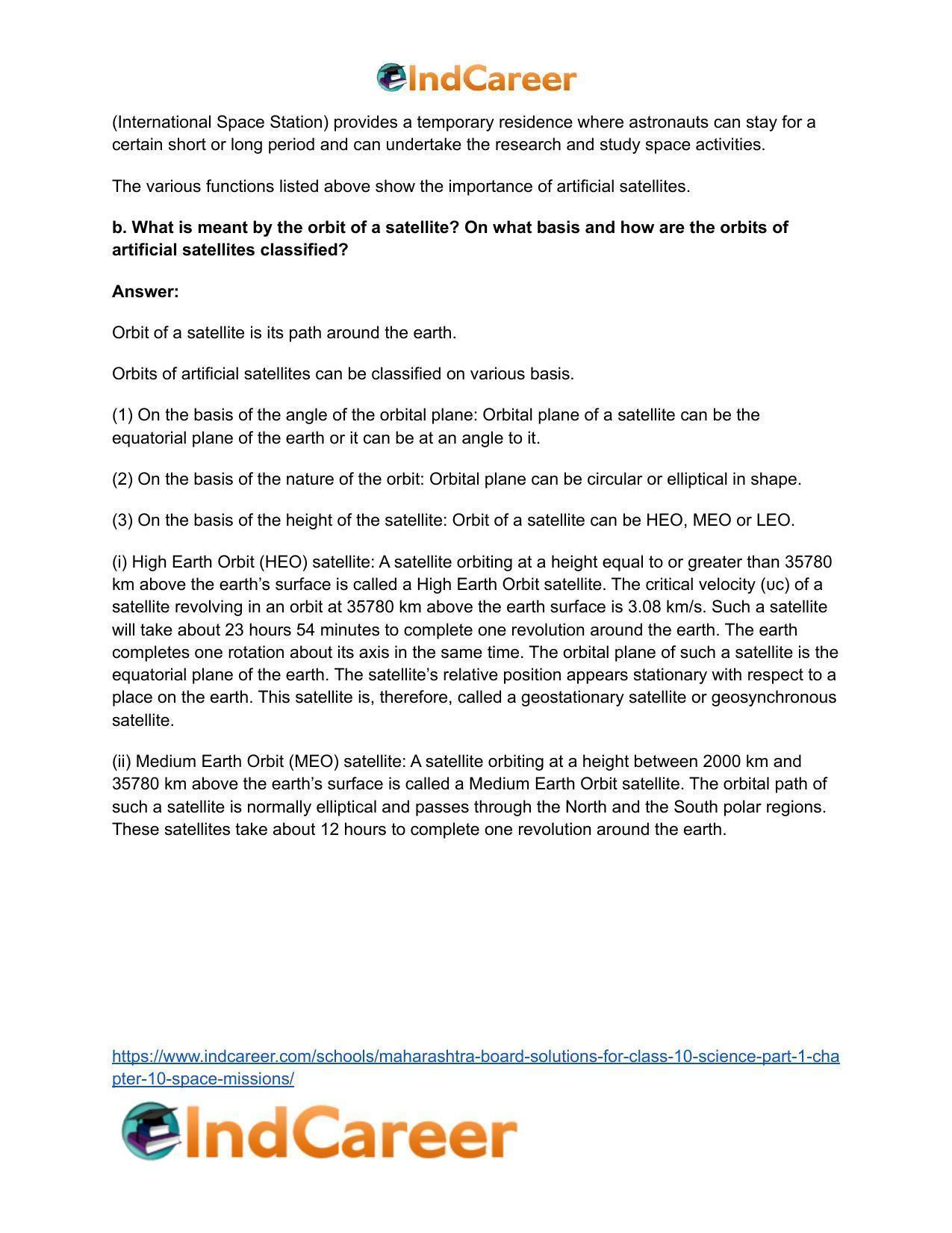 Maharashtra Board Solutions for Class 10- Science (Part 1): Chapter 10- Space Missions - Page 8