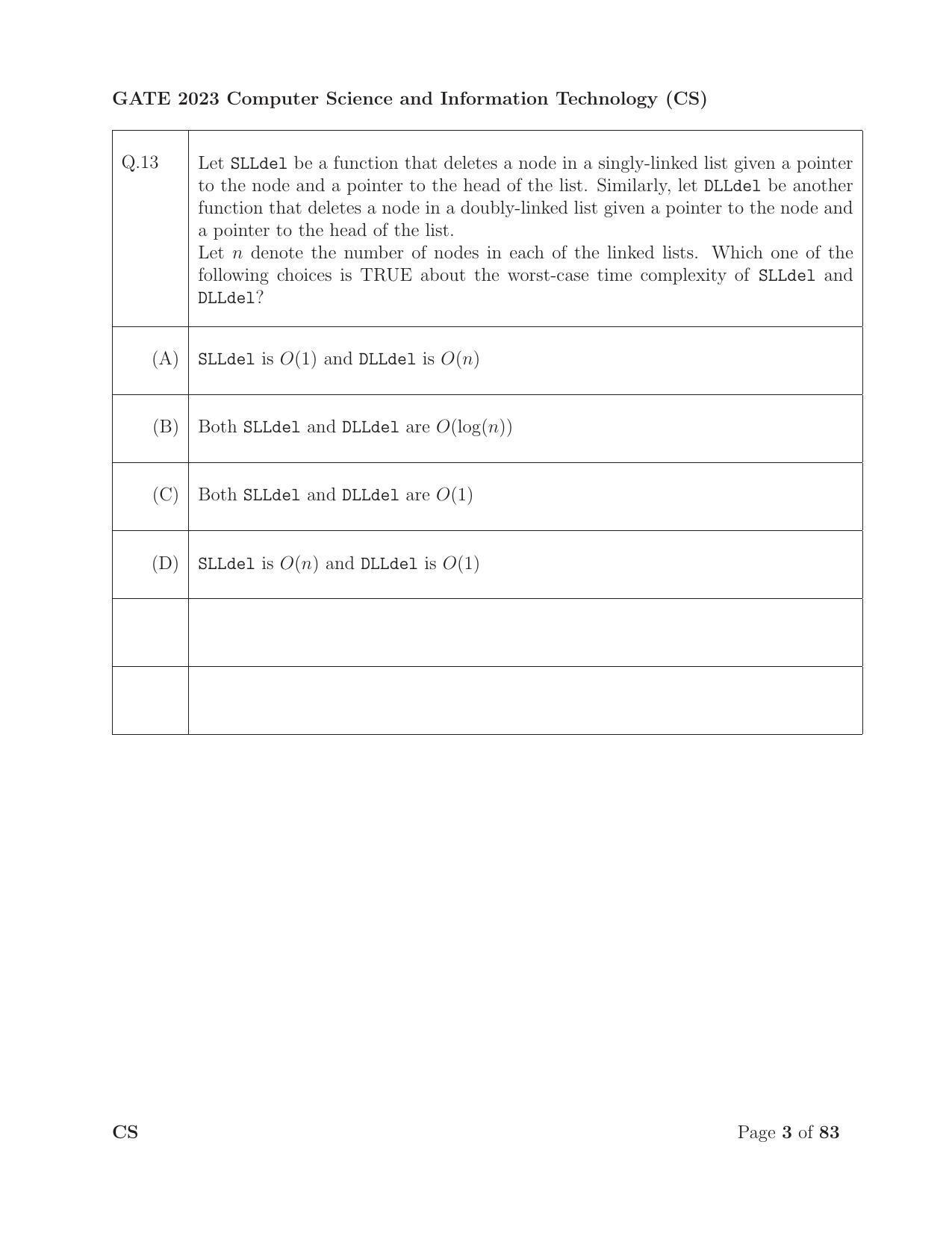 GATE 2023 Computer Science and Information Technology (CS) Question Paper - Page 10