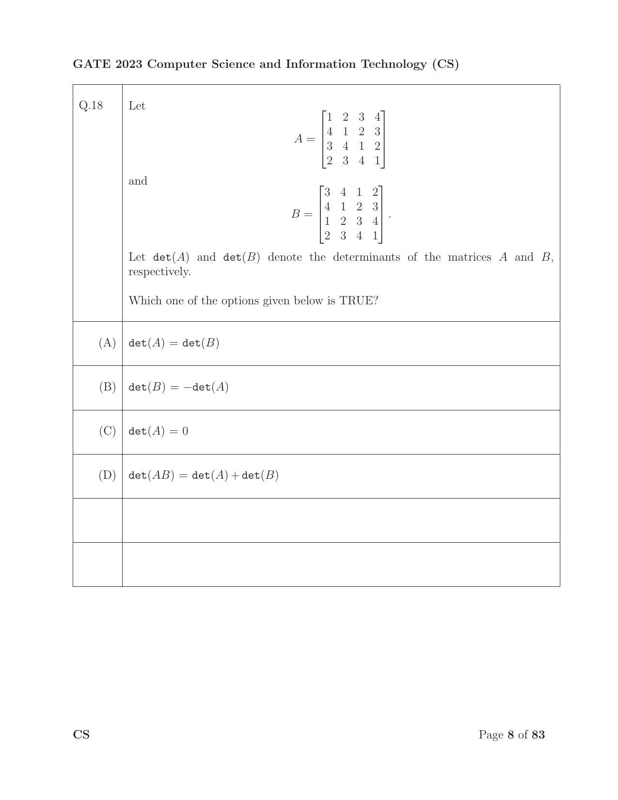GATE 2023 Computer Science and Information Technology (CS) Question Paper - Page 15