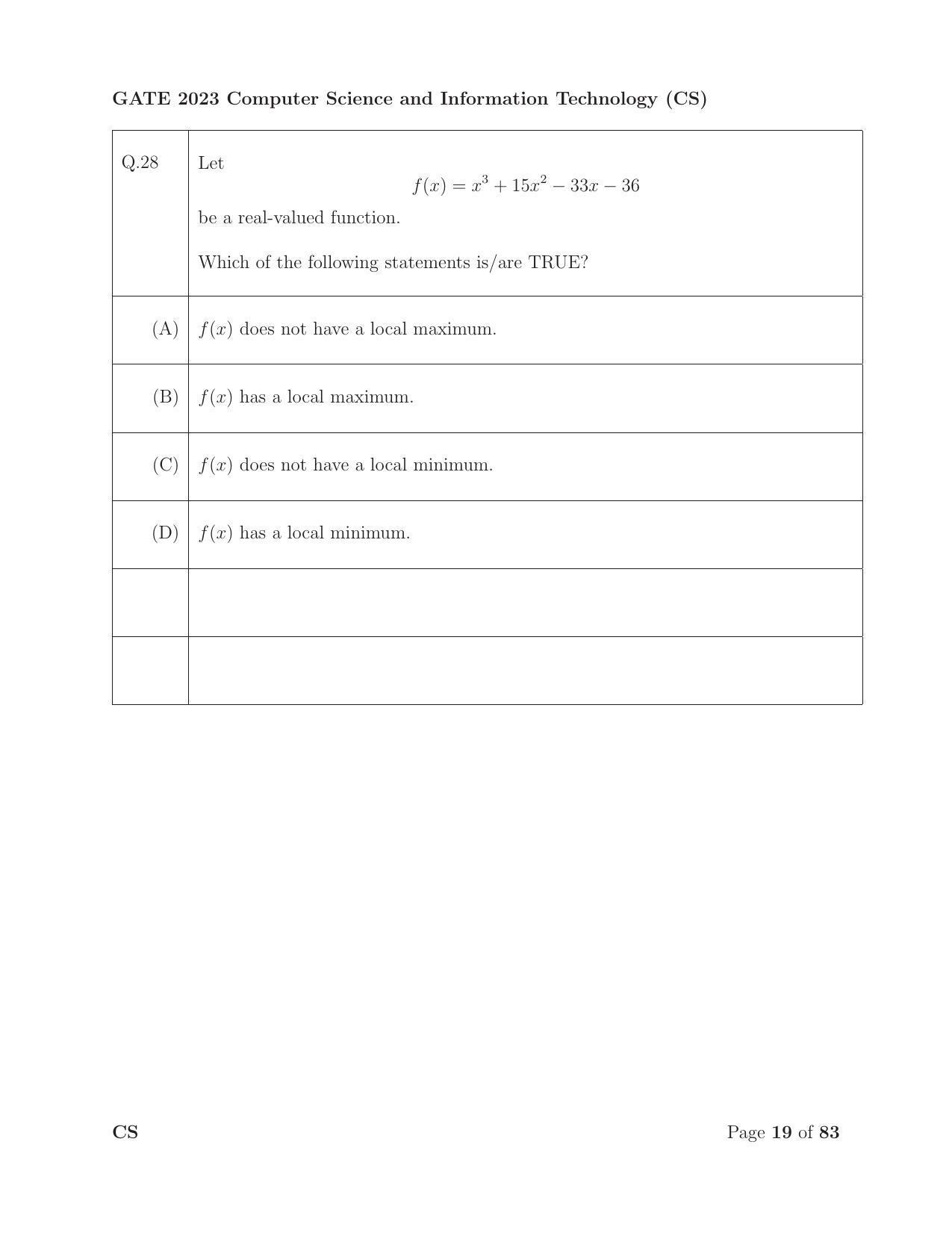 GATE 2023 Computer Science and Information Technology (CS) Question Paper - Page 26