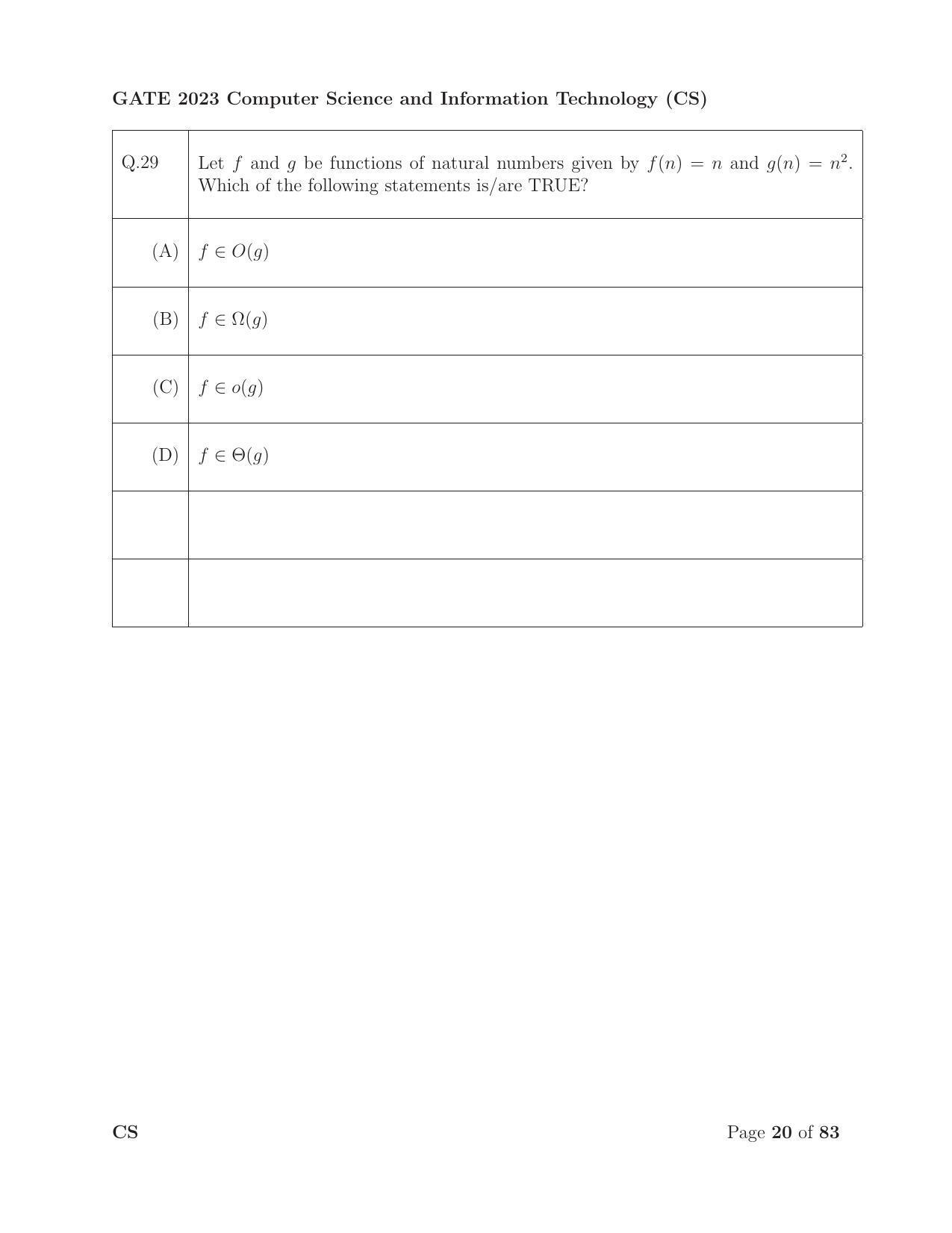 GATE 2023 Computer Science and Information Technology (CS) Question Paper - Page 27