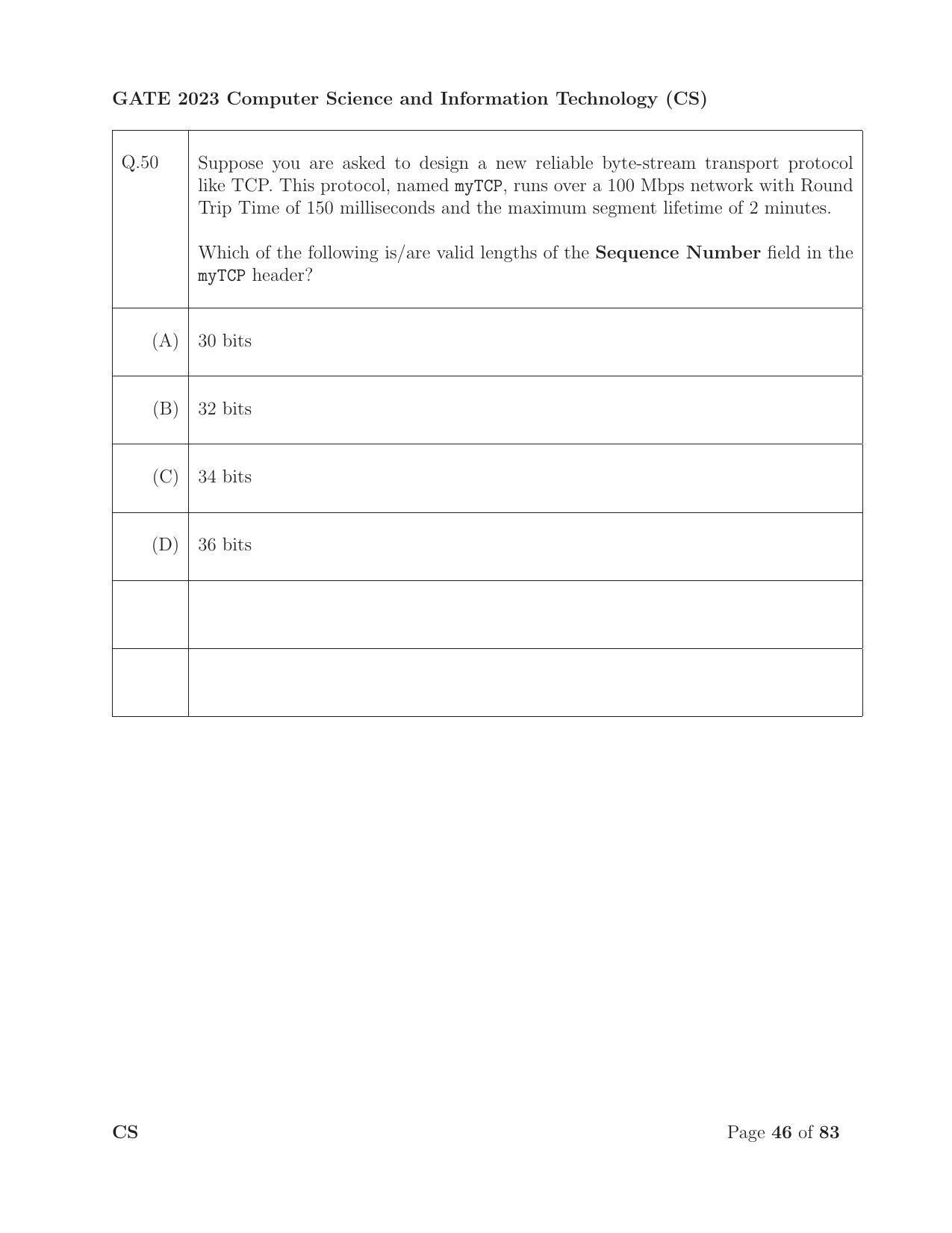 GATE 2023 Computer Science and Information Technology (CS) Question Paper - Page 53