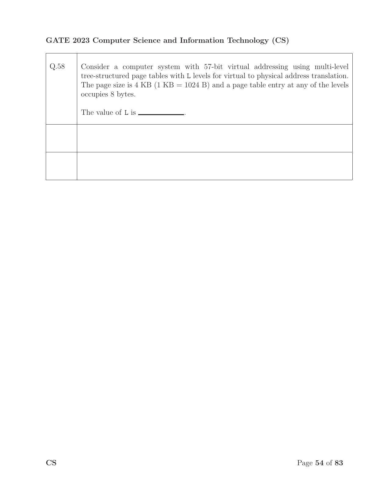 GATE 2023 Computer Science and Information Technology (CS) Question Paper - Page 61