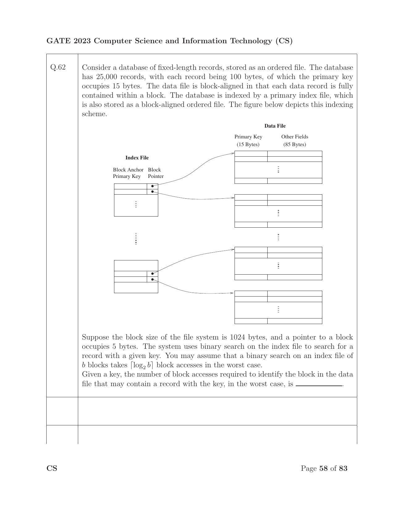 GATE 2023 Computer Science and Information Technology (CS) Question Paper - Page 65