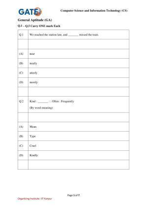 GATE 2023 Computer Science and Information Technology (CS) Question Paper