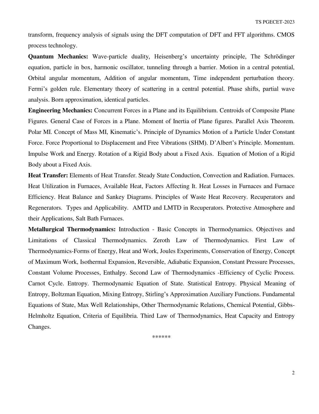TS PGECET Nano Technology Syllabus - Page 2