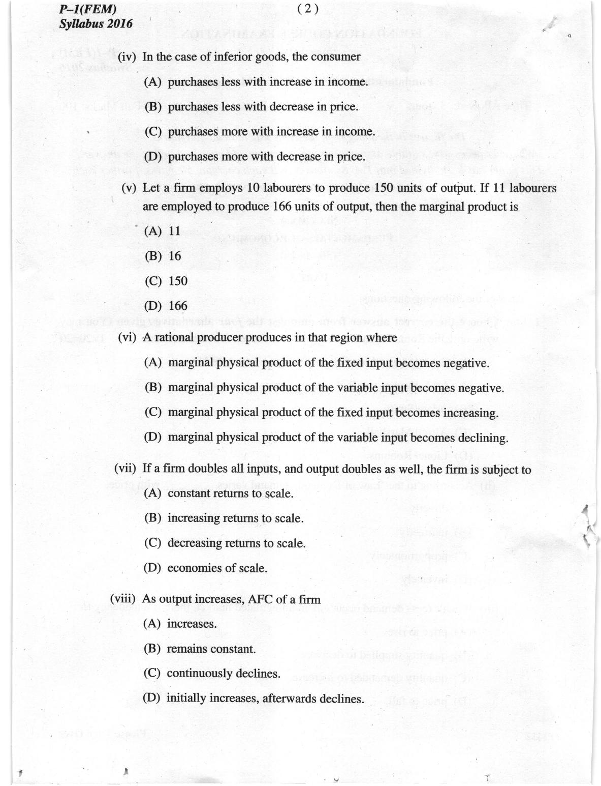 ICMAI June 2019 Fundamentals of Economics and Management Question Paper - Page 2