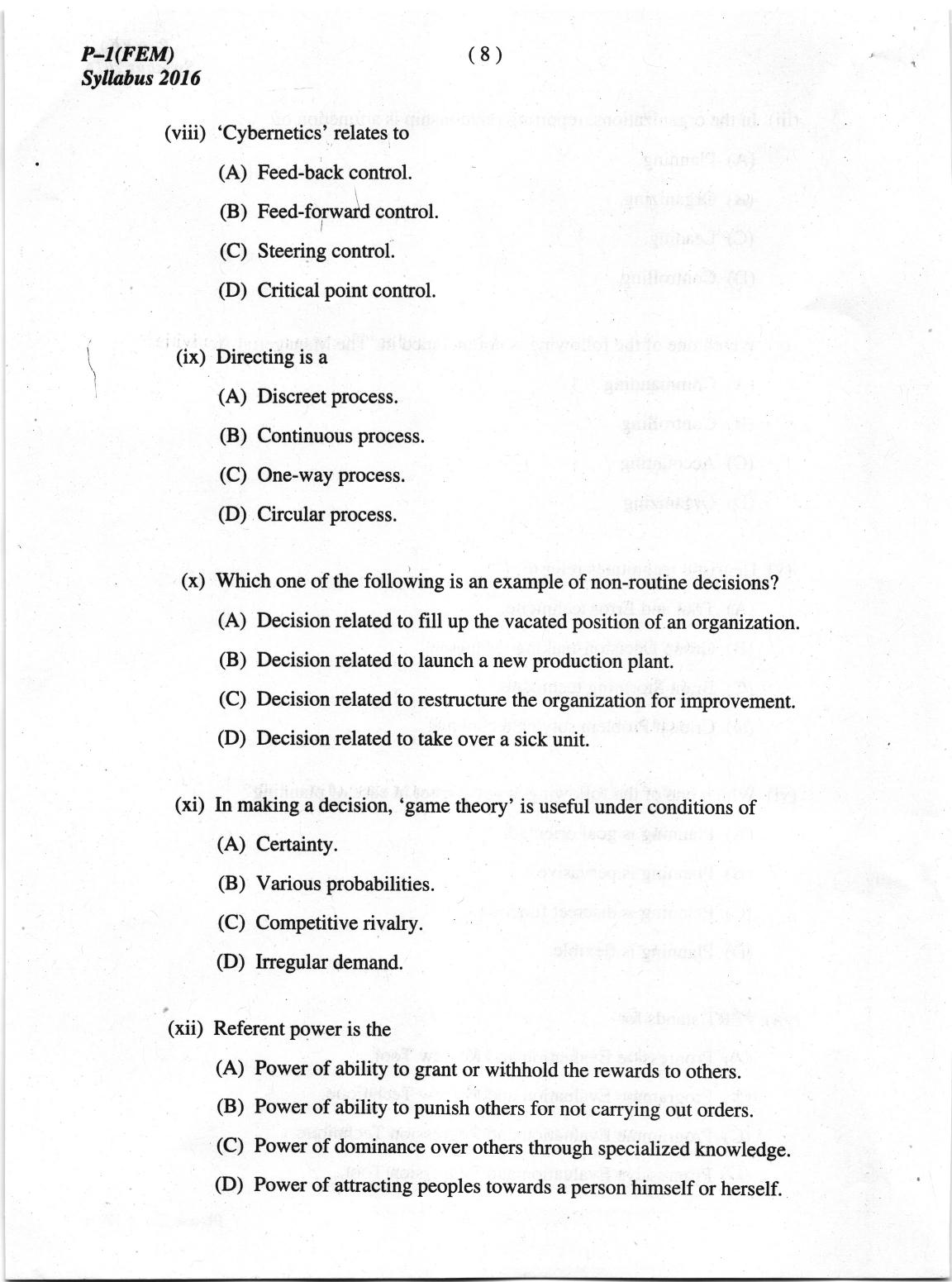 ICMAI June 2019 Fundamentals of Economics and Management Question Paper - Page 8