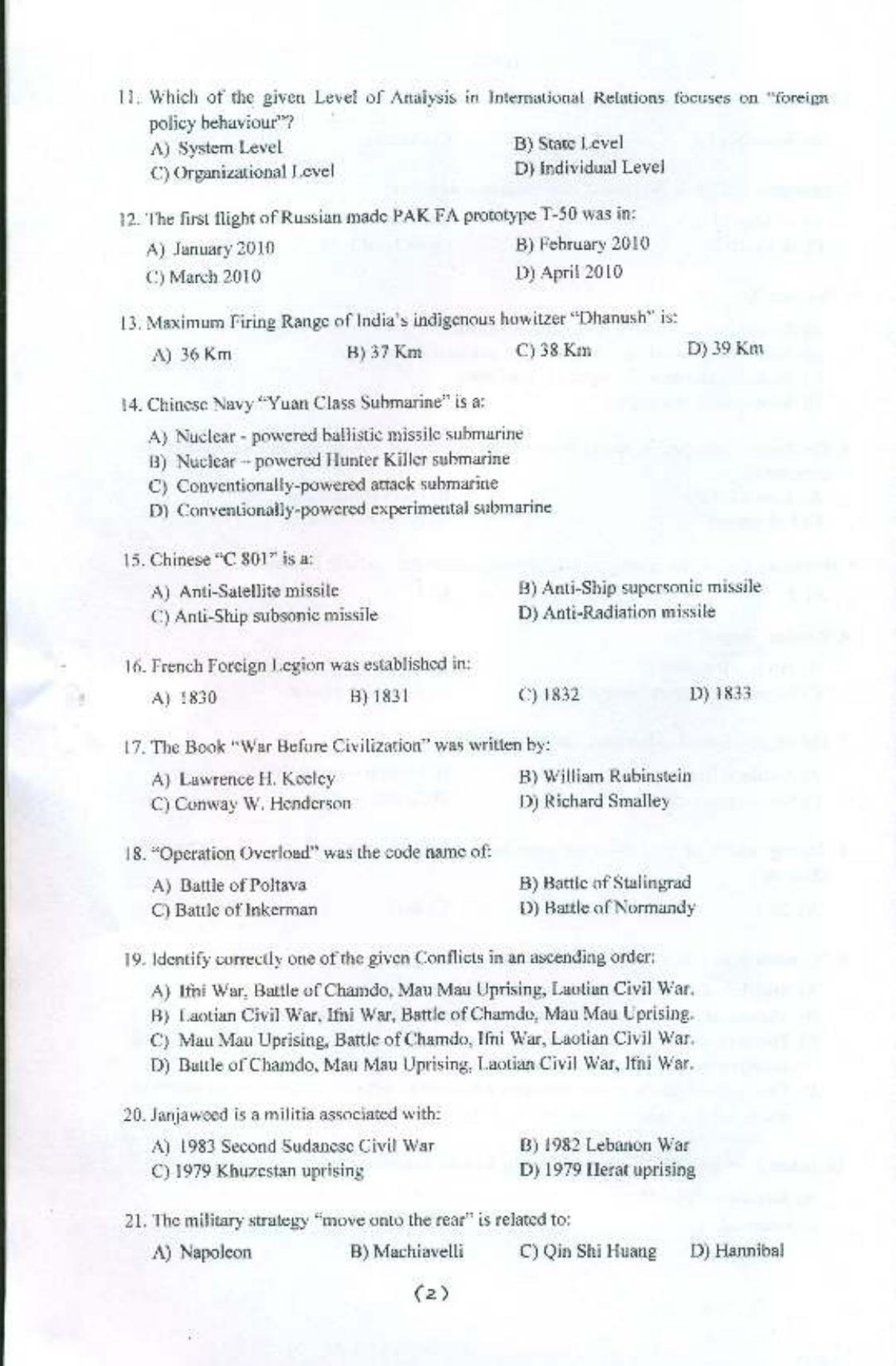 PU MPET Defence and National Security 2015 Question Paper - Page 3