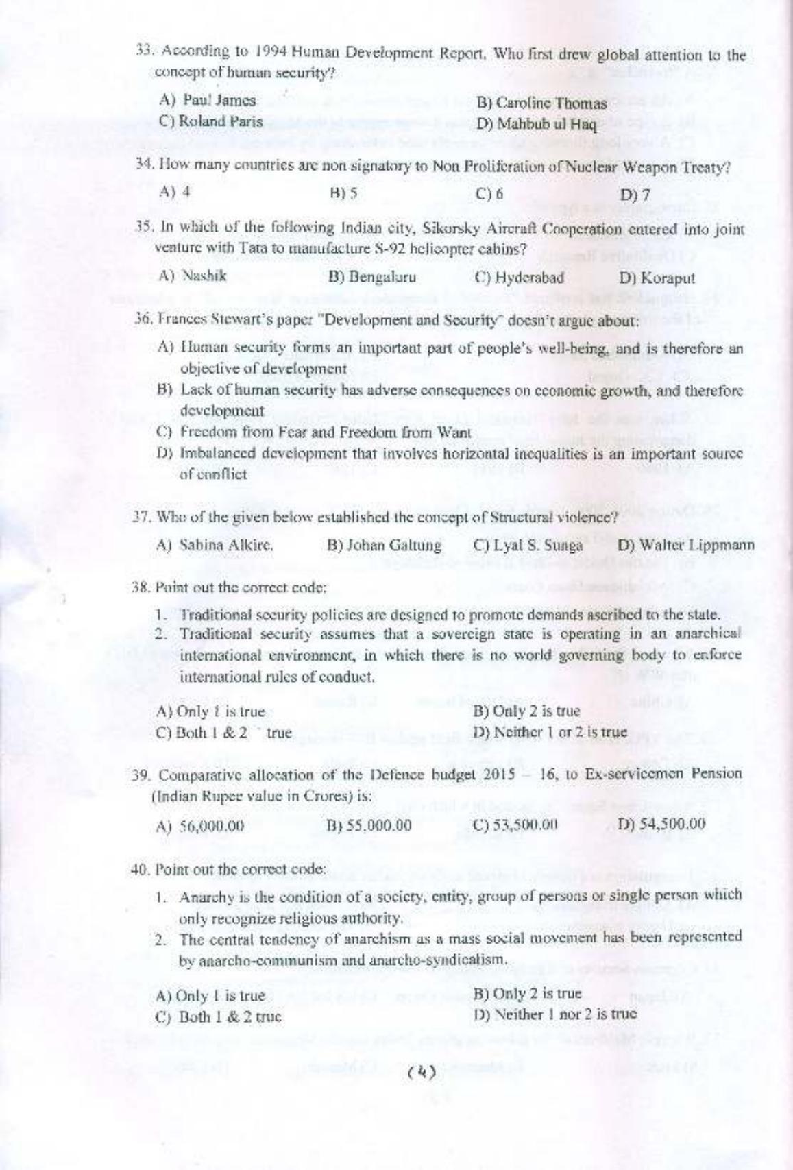 PU MPET Defence and National Security 2015 Question Paper - Page 5