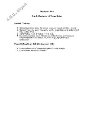 AMU Entrance Exam: AMU Entrance Exam: B.F.A. ((Bachelor of Visual Arts) Syllabus