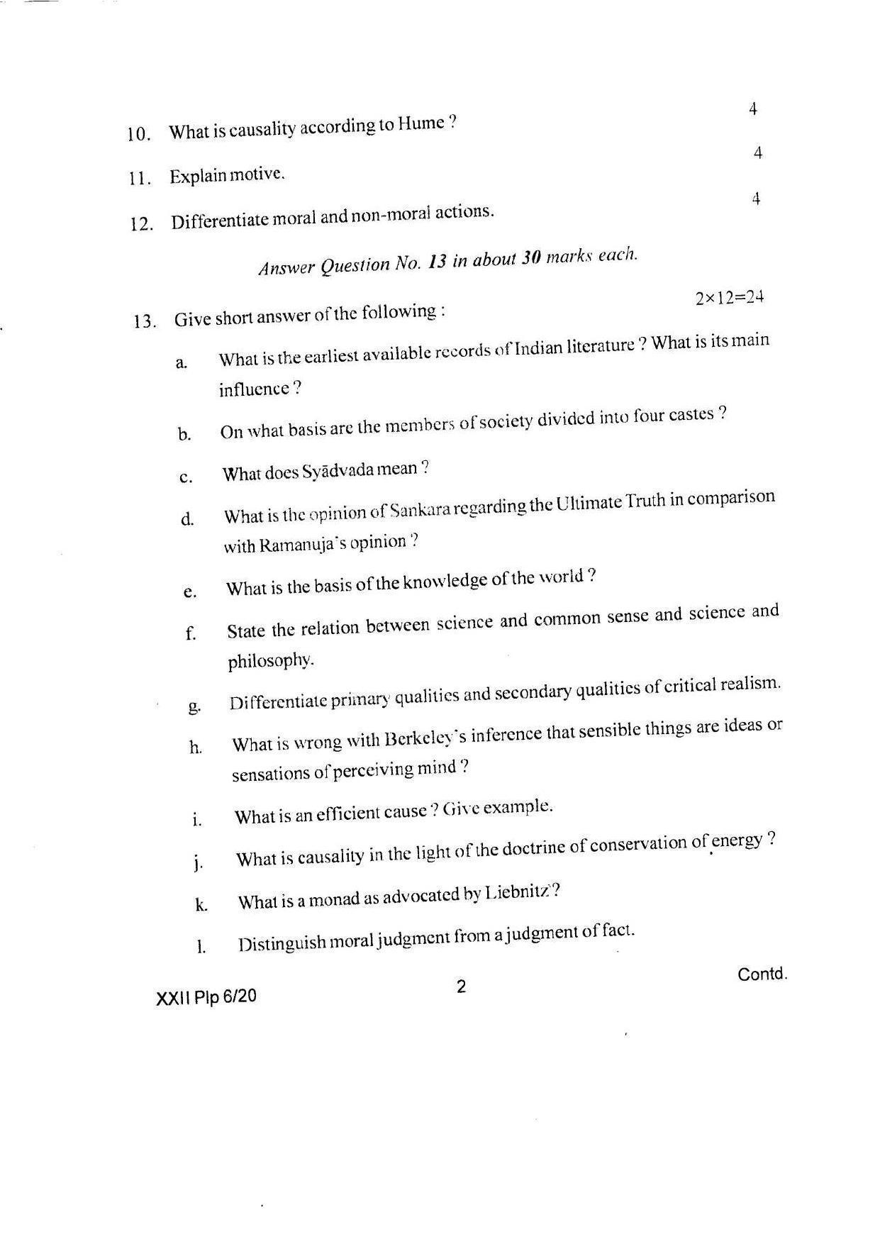 COHSEM Class 12 Philosophy Question Papers 2020 - Page 2