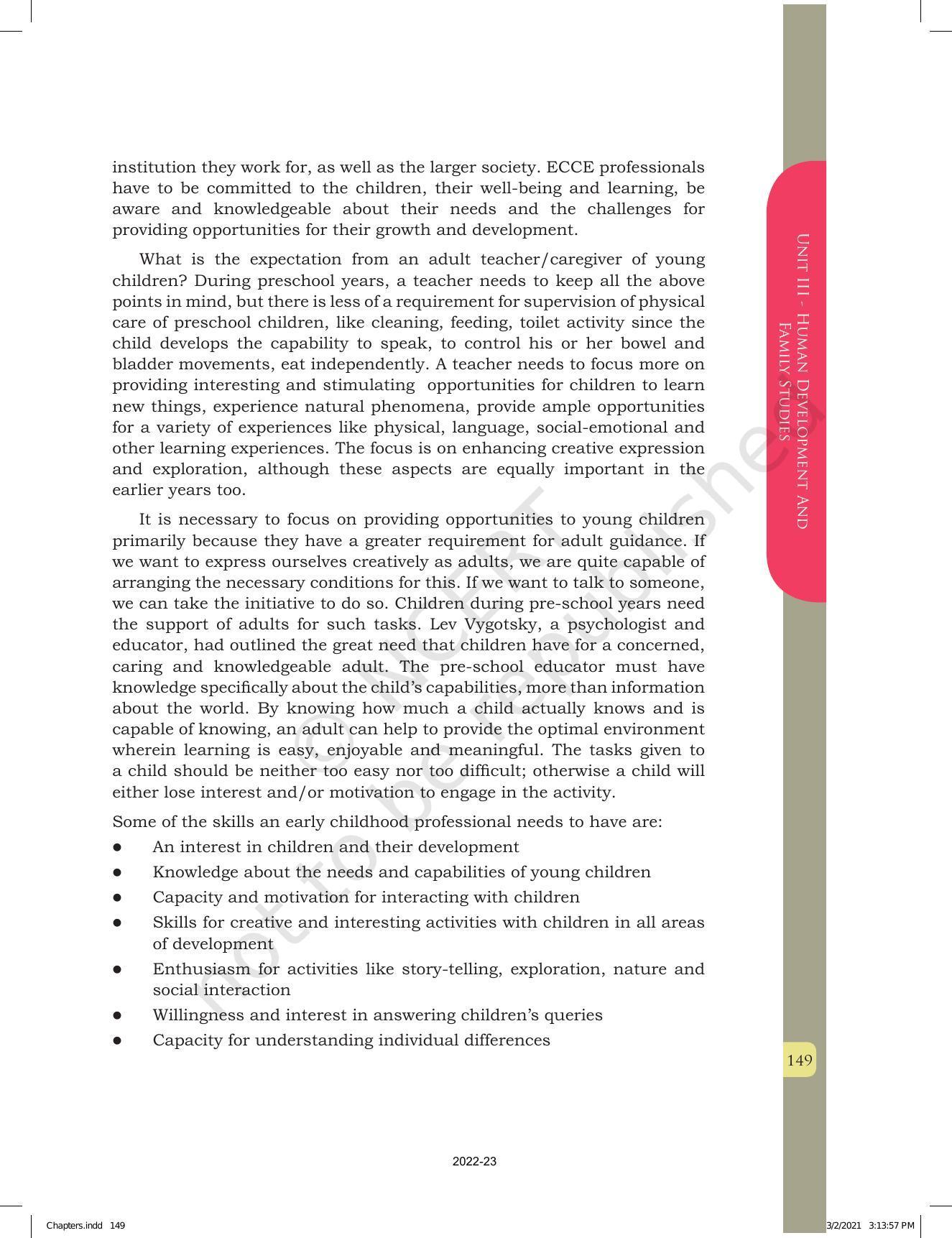 NCERT Book for Class 12 Home Science (Part -I) Chapter 7 Early Childhood Care and Education - Page 11