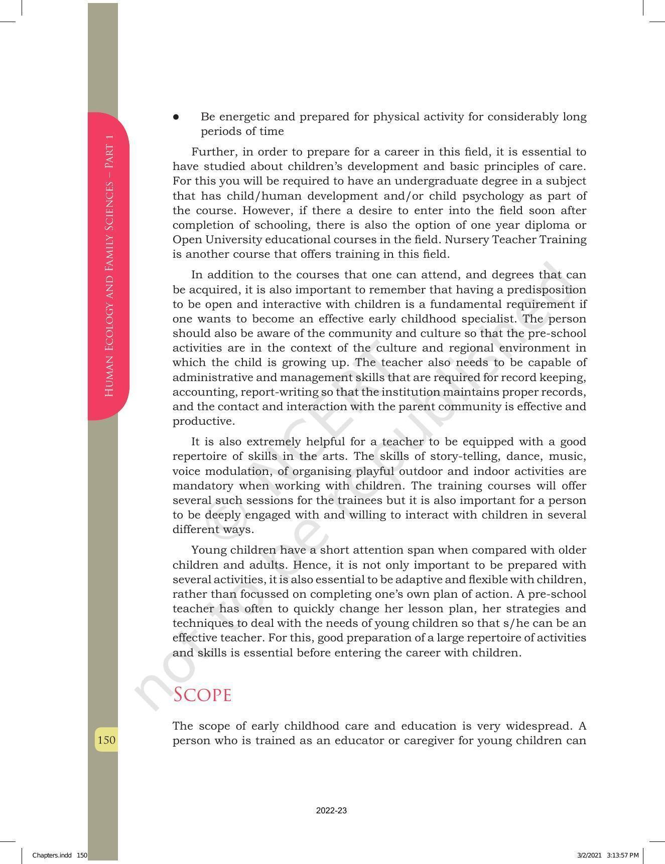 NCERT Book for Class 12 Home Science (Part -I) Chapter 7 Early Childhood Care and Education - Page 12