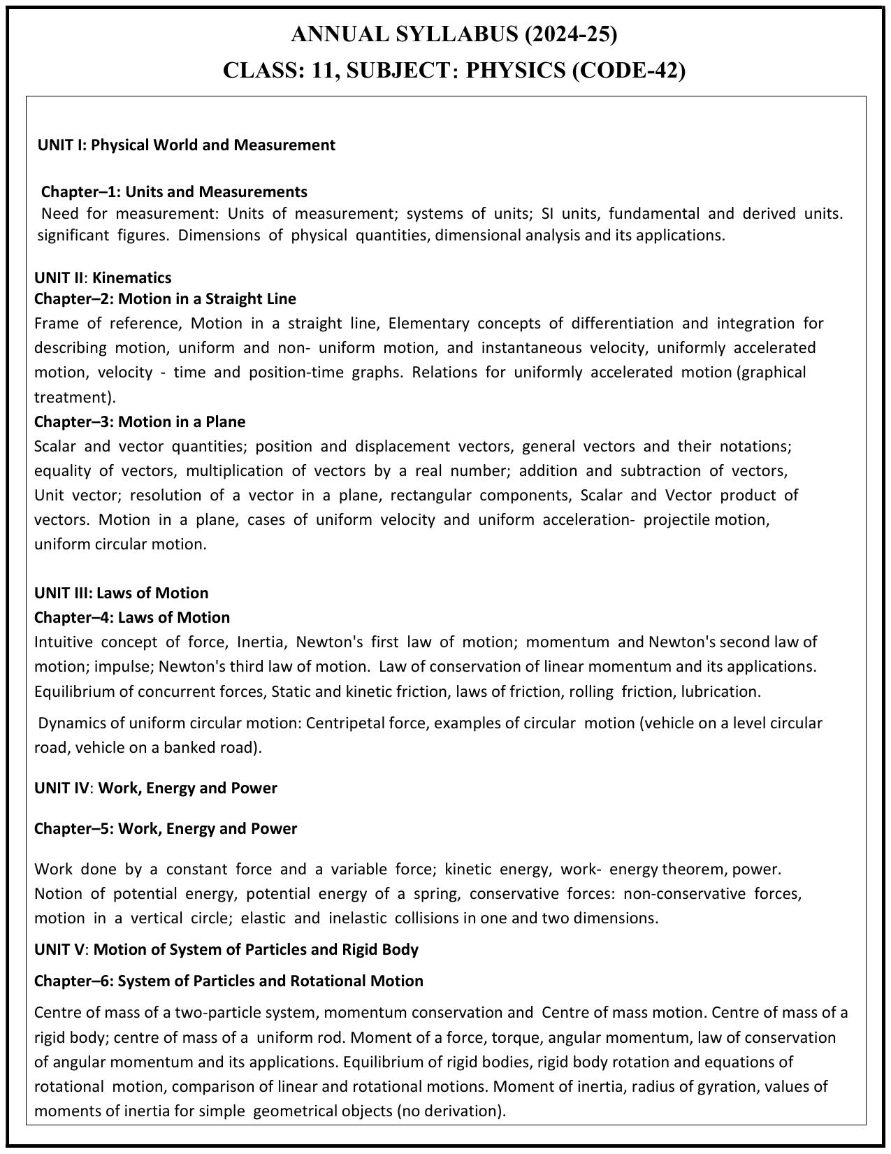 Edudel Class 11 Physics (English Medium) Syllabus 2025 - Page 1