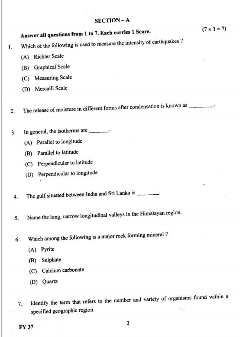 Kerala Plus One 2019 Geography Question Paper - Page 2