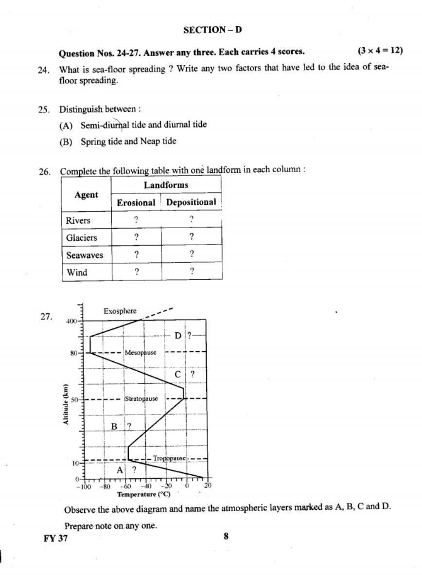 Kerala Plus One 2019 Geography Question Paper - Page 8