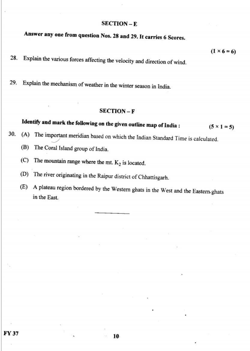 Kerala Plus One 2019 Geography Question Paper - Page 10