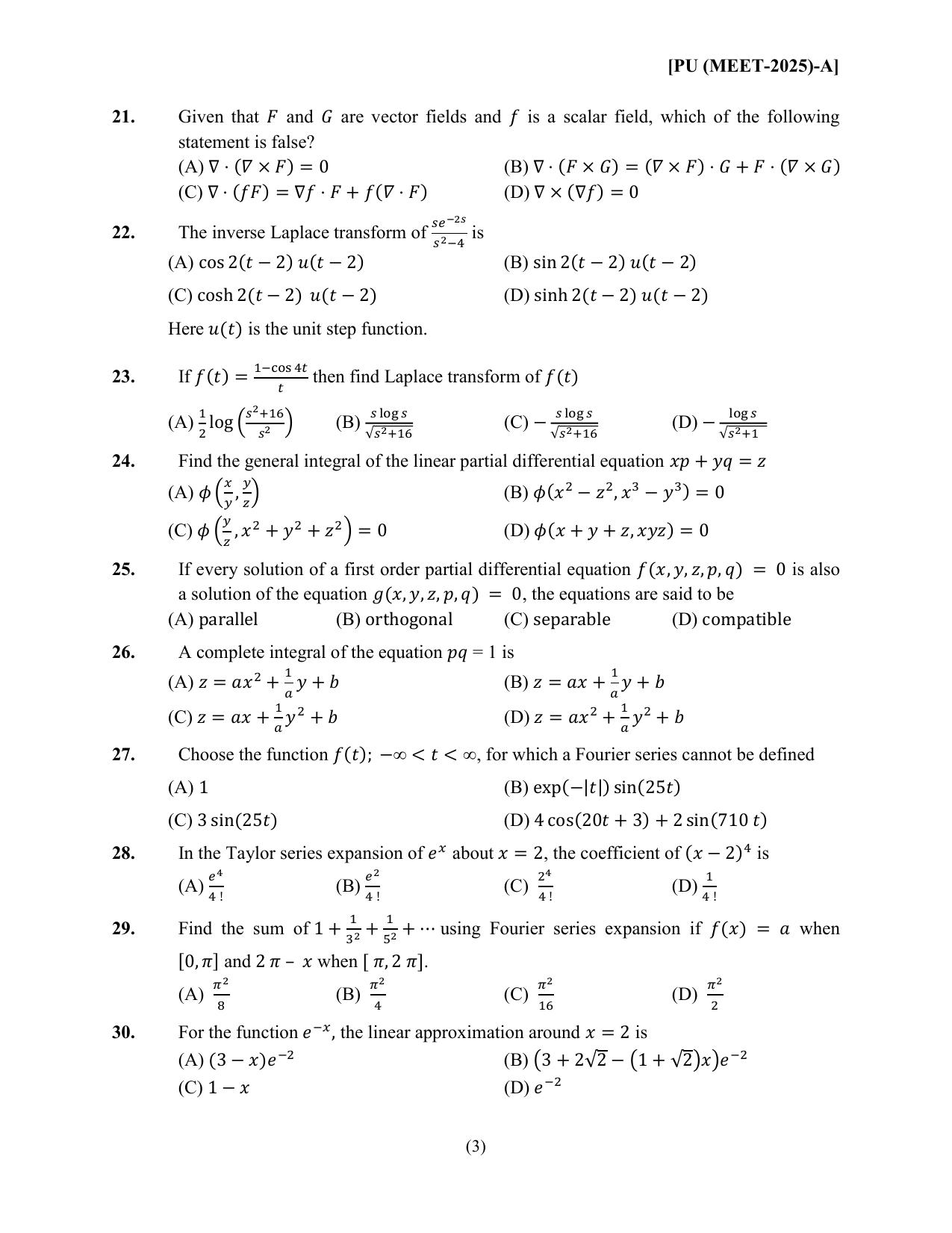 PUMEET 2025 Question Paper - Page 3