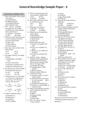 CUET General Knowledge Sample Paper 4