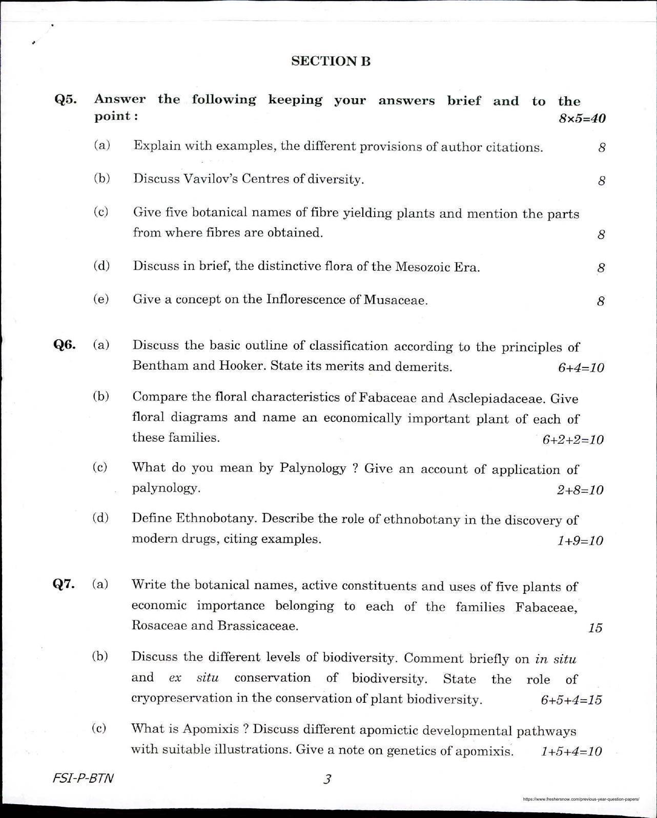 SGRDUHS 2017 B.Sc Nursing Botany IFS Question Papers - Page 3