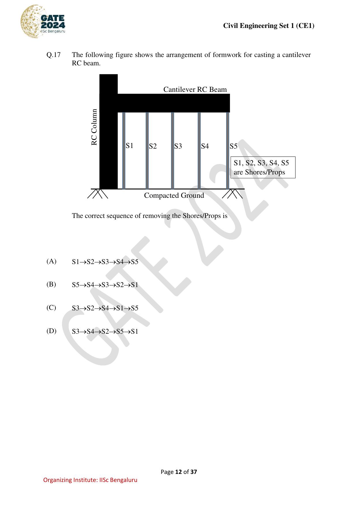 GATE 2024 Civil Engineering (CE-1) (Forenoon) Question Paper - Page 12
