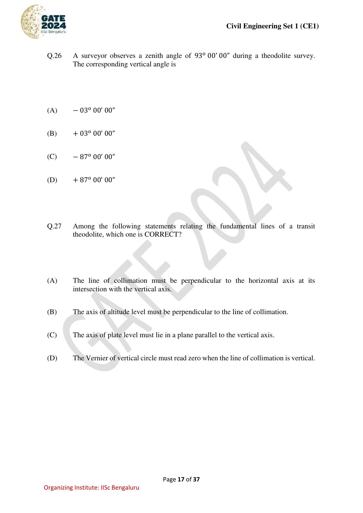 GATE 2024 Civil Engineering (CE-1) (Forenoon) Question Paper - Page 17