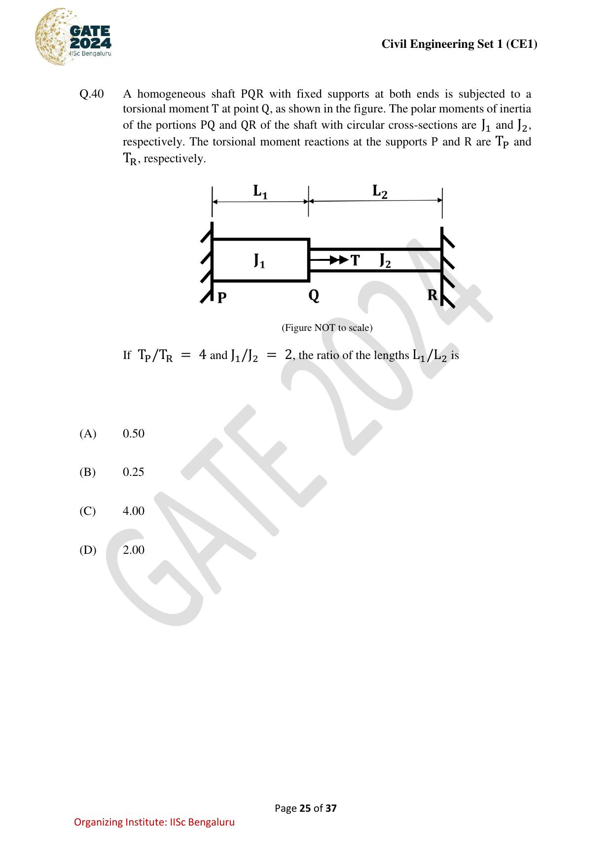 GATE 2024 Civil Engineering (CE-1) (Forenoon) Question Paper - Page 25