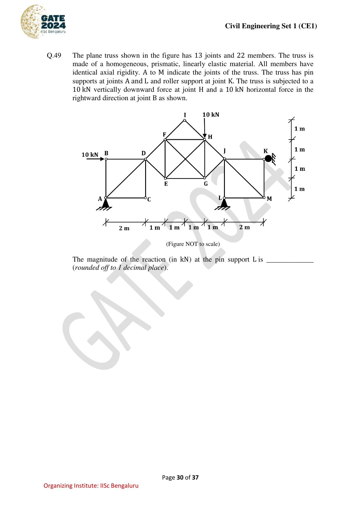 GATE 2024 Civil Engineering (CE-1) (Forenoon) Question Paper - Page 30
