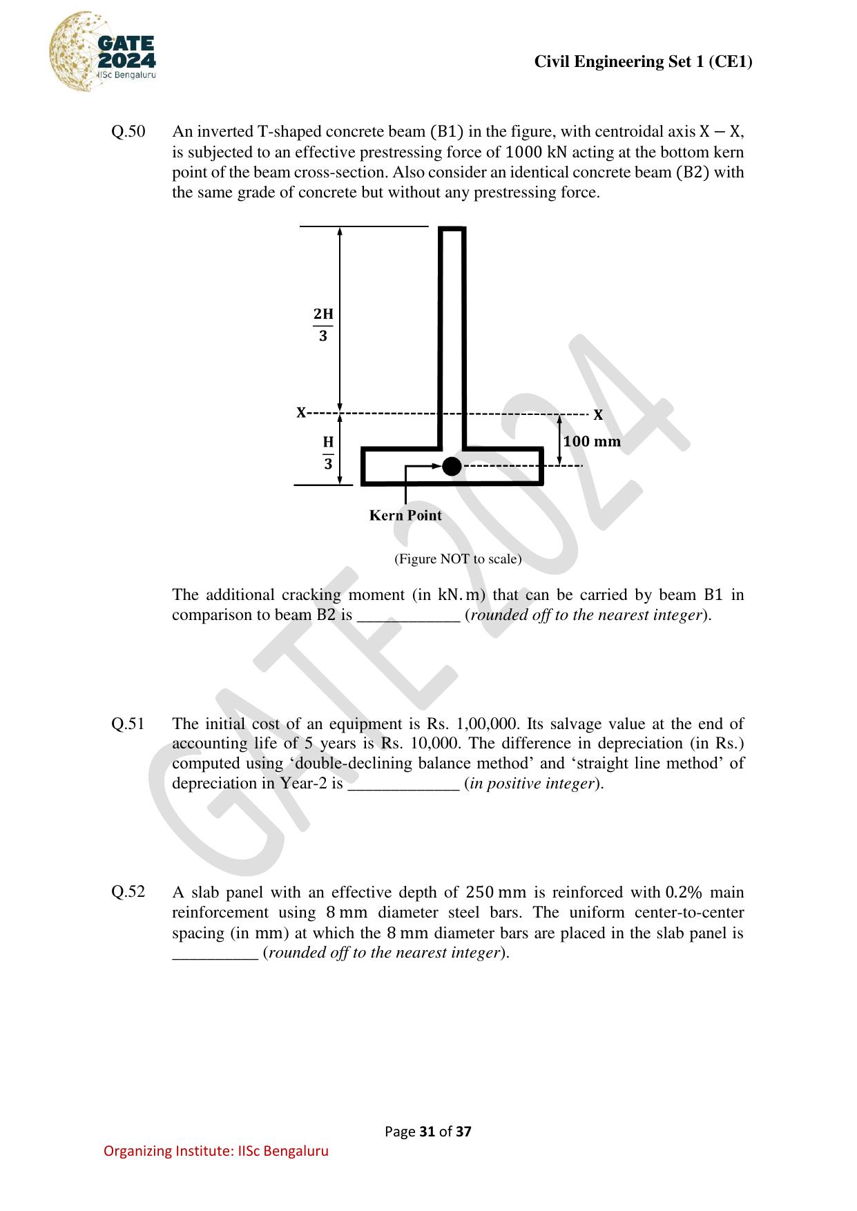 GATE 2024 Civil Engineering (CE-1) (Forenoon) Question Paper - Page 31
