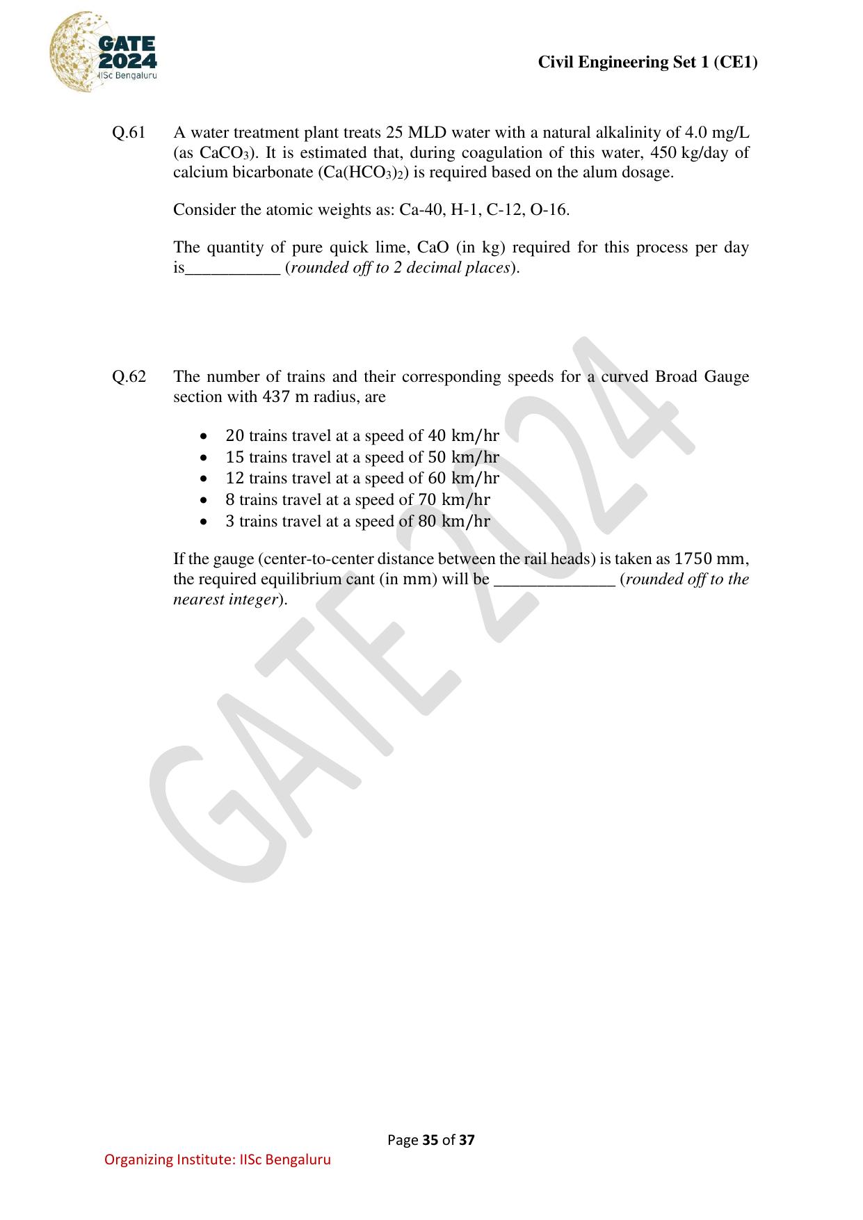 GATE 2024 Civil Engineering (CE-1) (Forenoon) Question Paper - Page 35