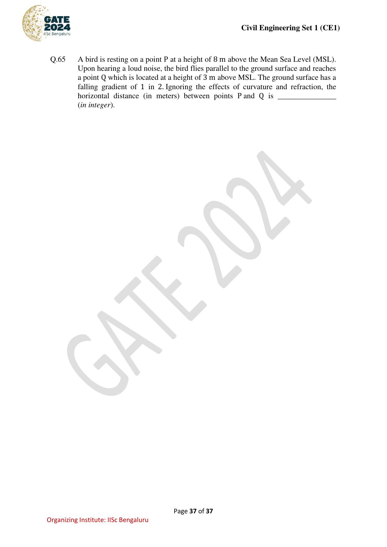 GATE 2024 Civil Engineering (CE-1) (Forenoon) Question Paper - Page 37