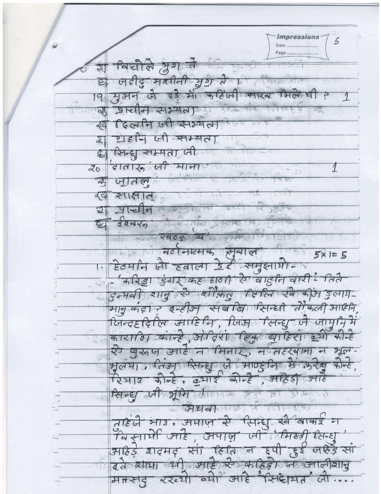 UP Board Class 10 Sindhi Model Papers - Page 5